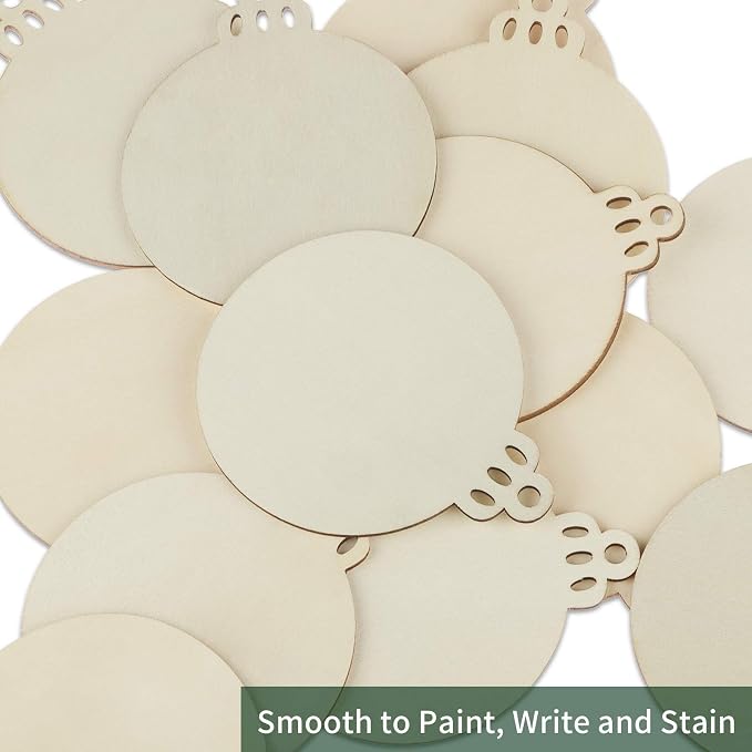 Fuyit Wooden Christmas Ornaments, Unfinished Wood Slices Circle - Image 2