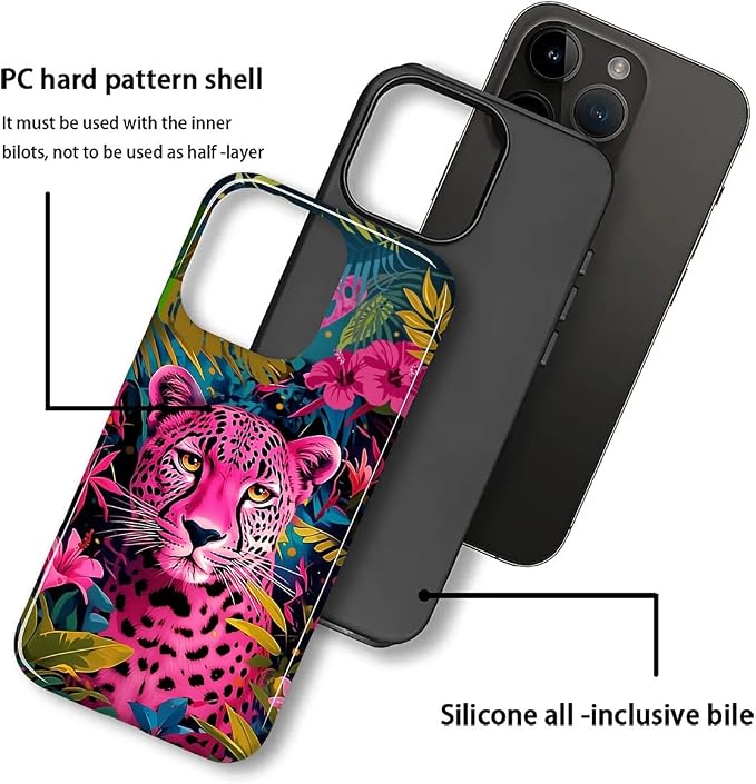 ZHEGAILIAN Case for iPhone 13 Pro Max, Panther Leopard Flower Durable - Image 2