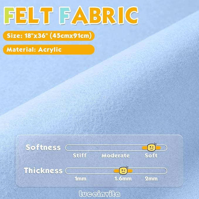 Soft Blue 18" X 36" Felt Fabric Sheet - Image 2