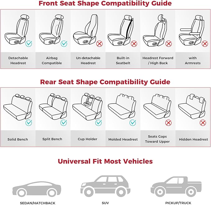 FREESOO Car Seat Covers Full Set, Black Grey Waterproof Car Seat Cover, Leather Seat Covers for Trucks, Luxury Car Seat Covers Front Seats and Auto Back, Car Seat Protector Cushion for Most SUV Cars