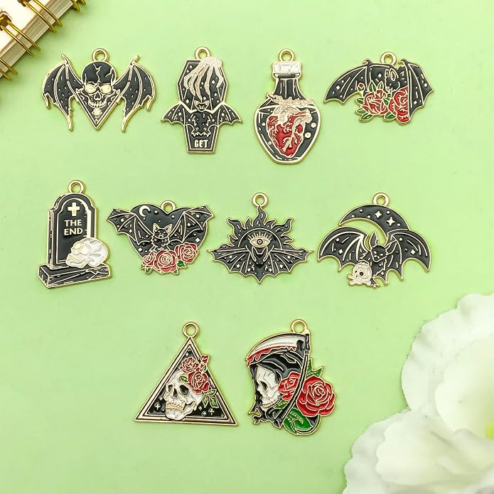 Valentine's Day Heart Charms Set, Decorative Rose and Flower Designs - Image 2