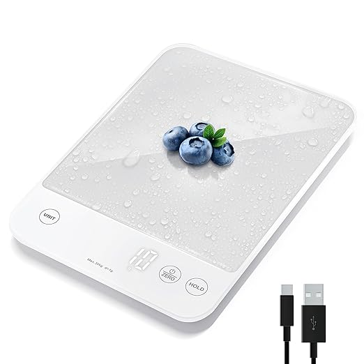 Etekcity 22lb Food Kitchen Scale, USB Rechargeable, IPX6 Waterproof | Digital by Etekcity