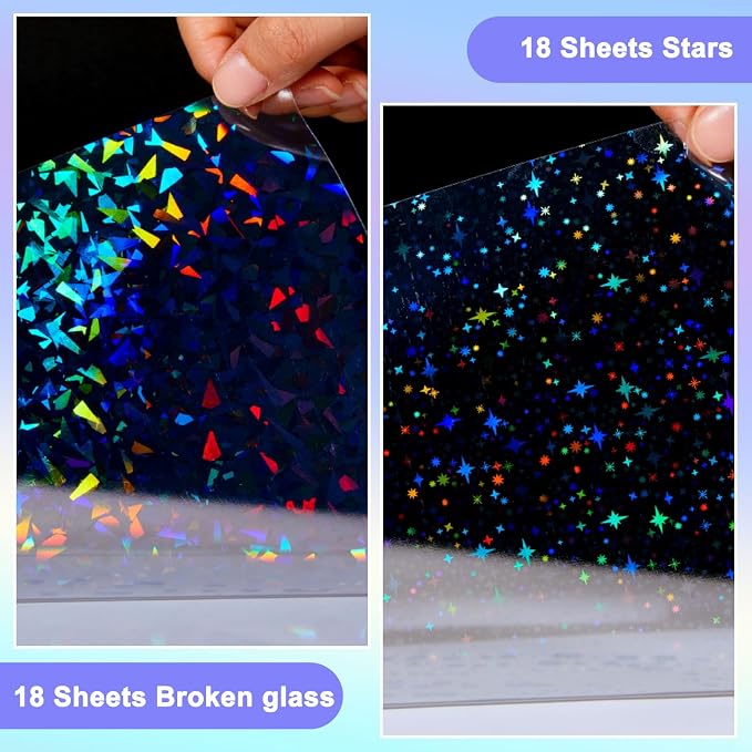 Clabby 36 Sheets Holographic Sticker Paper A4 Vinyl Holographic Laminate Sheets - Image 3