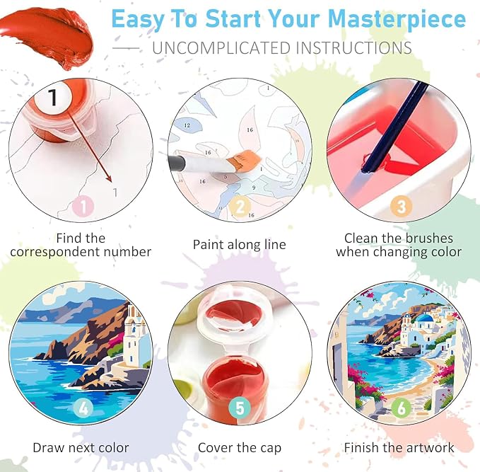Mrnsiet Paint by Number for Adults Beginners, Easy Seaside Town Paint by - Image 7