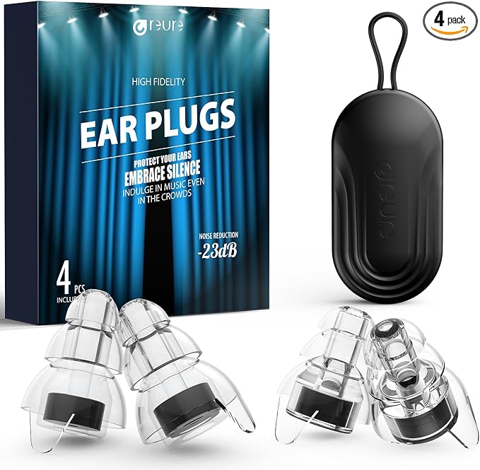 Reure High Fidelity Concert Ear Plugs, Noise Cancelling Silicone Ear Plugs 2 by Reure