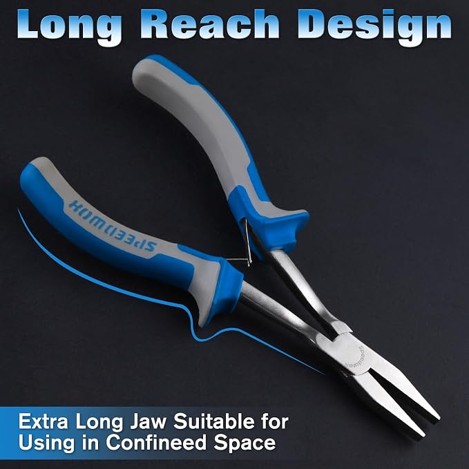 SPEEDWOX Long Reach Flat Nose Pliers 6 Inches Precision Duck Bill Fine Pliers - Image 3