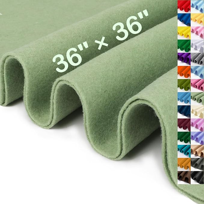 XSEINO Sage Green Large Felt Fabric 36" X 36 ", 1.4 mm Thick Soft Felt Fabric by XSEINOiscreating%EF%BC%81