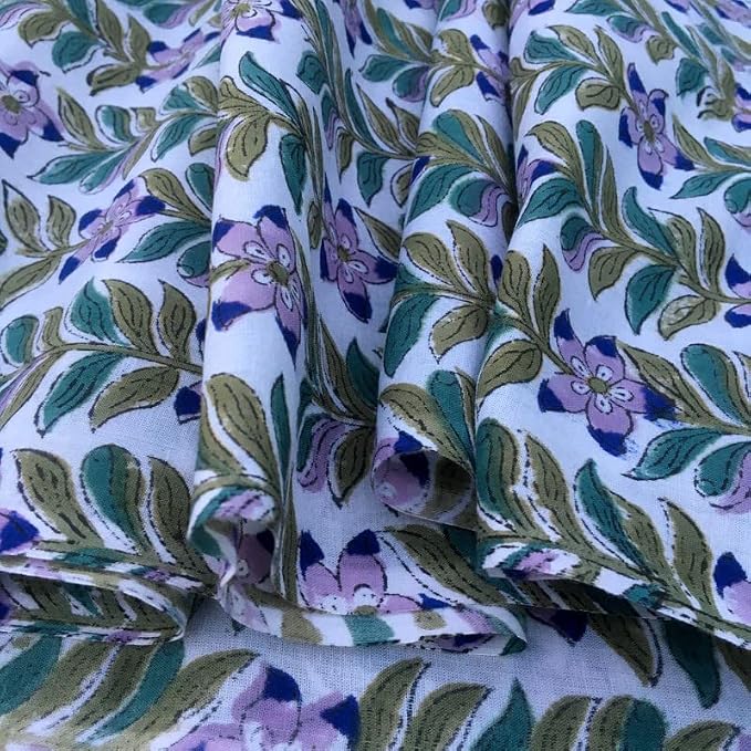 E-Tailor® Indian Handmade Ethnic 100% Cotton Running Hand Block Print Natural - Image 4