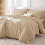 MUXHOMO 5 Pieces Twin Comforter Set, Seersucker Bed in a Bag Twin Size by MUXHOMO