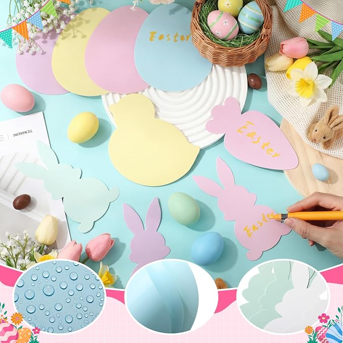 Funrous 80 Pcs Easter Paper Cutouts Pastel Bunny Egg Chick Carrot Cutouts - Image 3