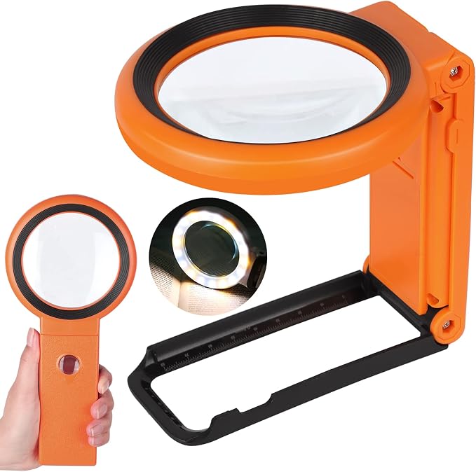 Magnifying Glass with Light and Stand, Foldable Handheld Magnifying Glass 18 by KIBTOY