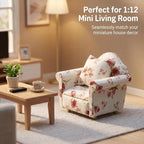 Dollhouse Couch with Pillow 1 12 Scale Miniature Sofa Arm Chair Living Room - Image 2