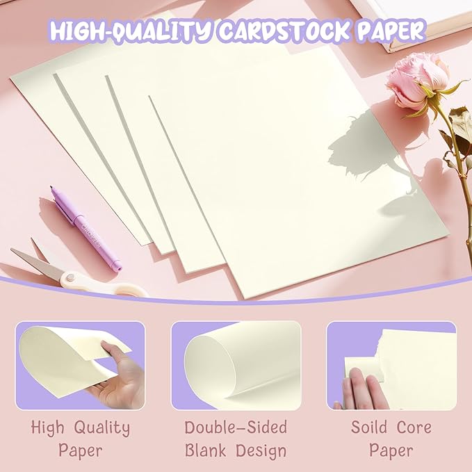 40 Sheets Cream Cardstock Paper 8.5 x 11, Ivory Cardstock Printer Paper 8.5x11 - Image 3