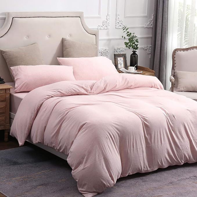PURE ERA Jersey Knit Duvet Cover Set 100% T-Shirt Cotton Super Soft Comfy 3pc - Image 4