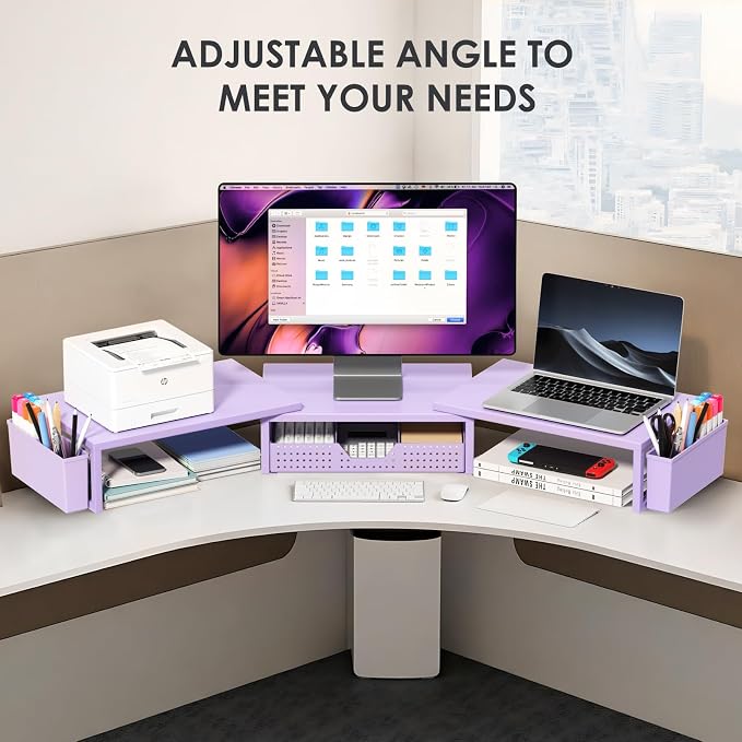 OPNICE Desk Organizers and Accessories, Dual Monitor Stand Riser - Image 6