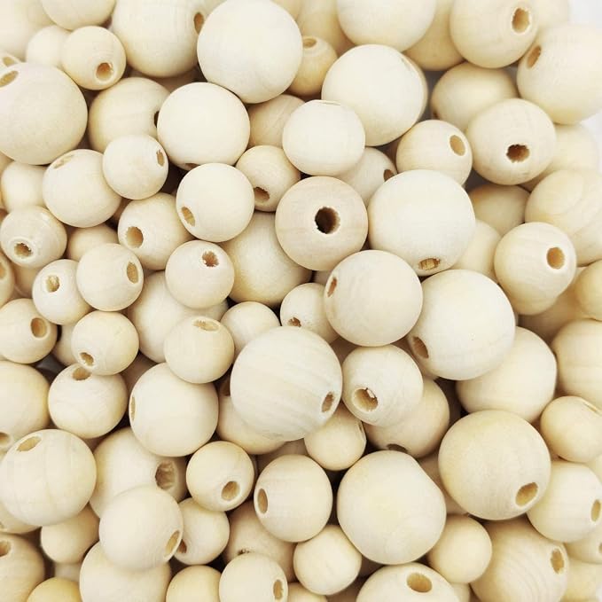 150pcs 14MM Wood Beads Natural Unfinished Round Wooden Loose Beads Wood Spacer - Image 4