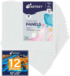 Canvas Panels 10x10 Inch 12-Pack, 10 oz Primed 100% Cotton White Blank Small by Artkey
