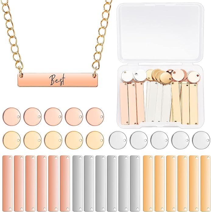 Hicarer 30 Pcs Metal Stamping Blank Tag Pendants, Jewelry Bracelet Stamping by Hicarer