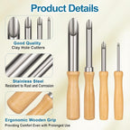 Amrules Clay Tools Kit, Wooden Handle and Stainless Steel Sculpting Tools Kit - Image 3