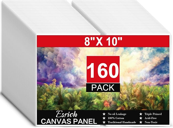 ESRICH Canvases for Painting 8x10, 160 Pack Canvas Boards for Painting Cotton by ESRICH