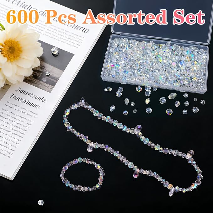 600 Pcs Crystal Glass Beads for Jewelry Making, Crystal Beads - Image 4
