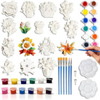15 Pcs Plaster Painting Kit, Flower Magnet Craft Kit by HuiBeans