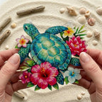 Sea Turtle Gifts for Women, Acrylic Faux Stained Glass Ornament, Floral Turtle - Image 4