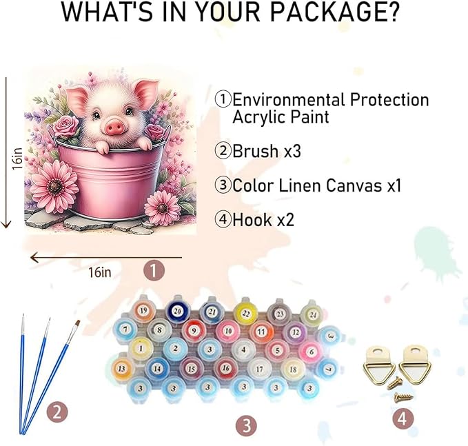 xackcme Paint by Numbers for Adults Cute Pig - Image 2