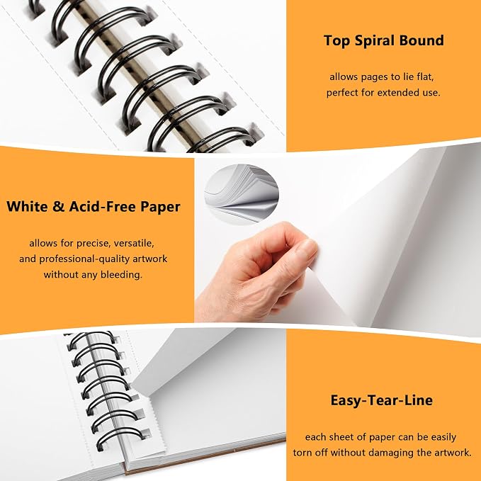 WINNER 9" x 12" Sketch Book 4 Pack, 400 Sheets Spiral Bound Art Sketchbook - Image 3