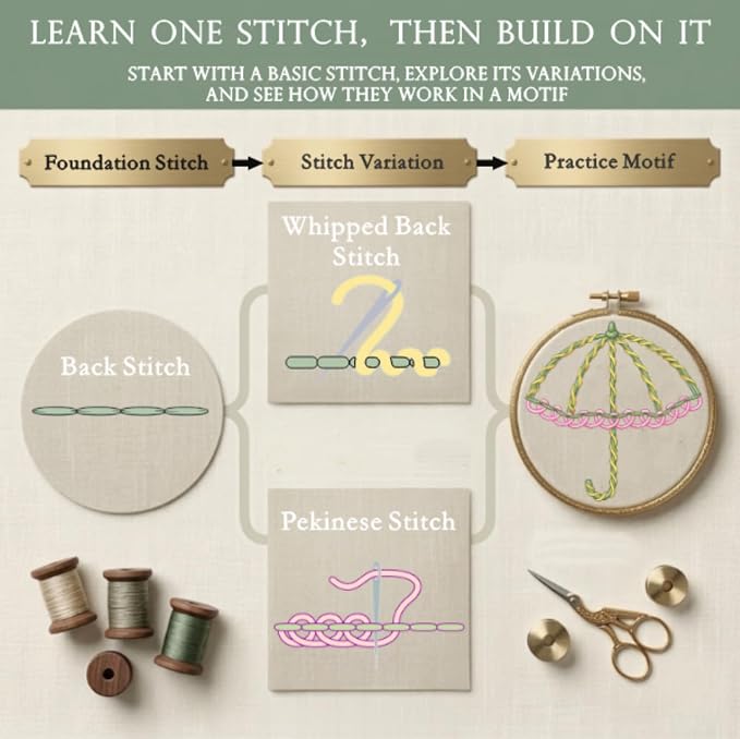 TenDawn Beginner Embroidery Stitch Book - Image 4