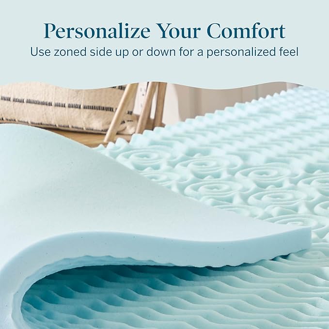 LUCID 2 Inch Gel Memory Foam Mattress Topper, King size – 5 Zones – Cooling Gel - Image 5