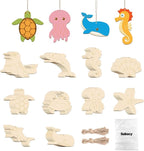 Subacy 80 PCS Unfinished Wood Cutouts 10 Styles DIY Wooden Ocean Ornaments by GRADUATIONDECORATIONS