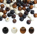 200Pcs Large Hole Barrel Wood Beads, BetterJonny 4 Colors Natural Wooden by BetterJonny