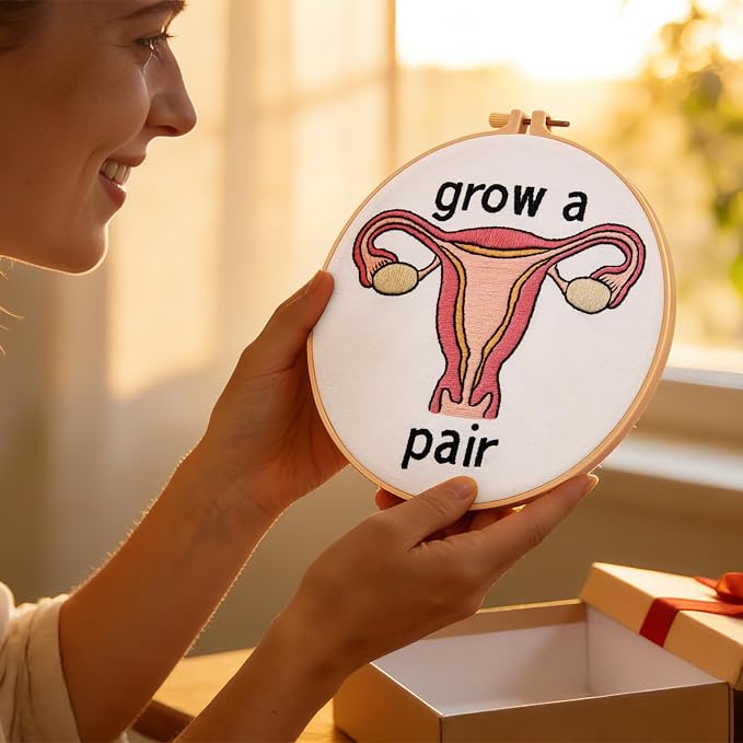 Hand Embroidery Kits for Beginners Adults, Grow a Pair Uterus Embroidery DIY Kit - Image 5