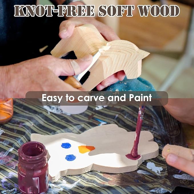 SHUESS 12 Pcs Wood Blocks, 5.9 X 2 X 2 Inch Unfinished Wood Crafts, Wood - Image 4
