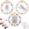 Armindou Hand Embroidery Kits for Beginners Adults, Insect Flowers Embroidery by Armindou