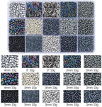 15 Grid Black Glass Seed Bugle Tube Beads Kit - Image 2