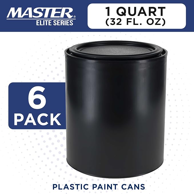 Master Elite 1 Quart Empty Plastic Paint Can Bucket, 32 fl. oz. All-Plastic - Image 2