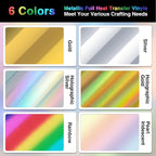 TORC Metallic HTV Heat Transfer Vinyl Roll 12" X 10FT Rainbow Iron on Vinyl - Image 4