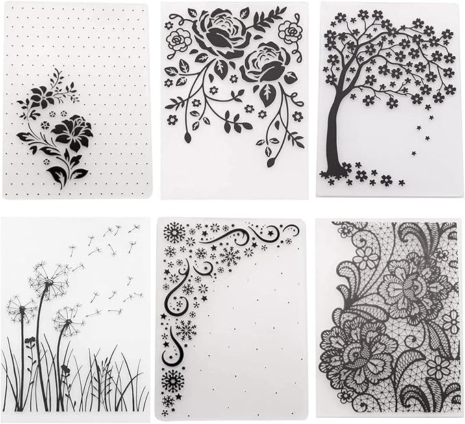 6Pcs Flower Snowflake Plastic Embossing Folder DIY Craft Template Molds Stamp by QSZKeer