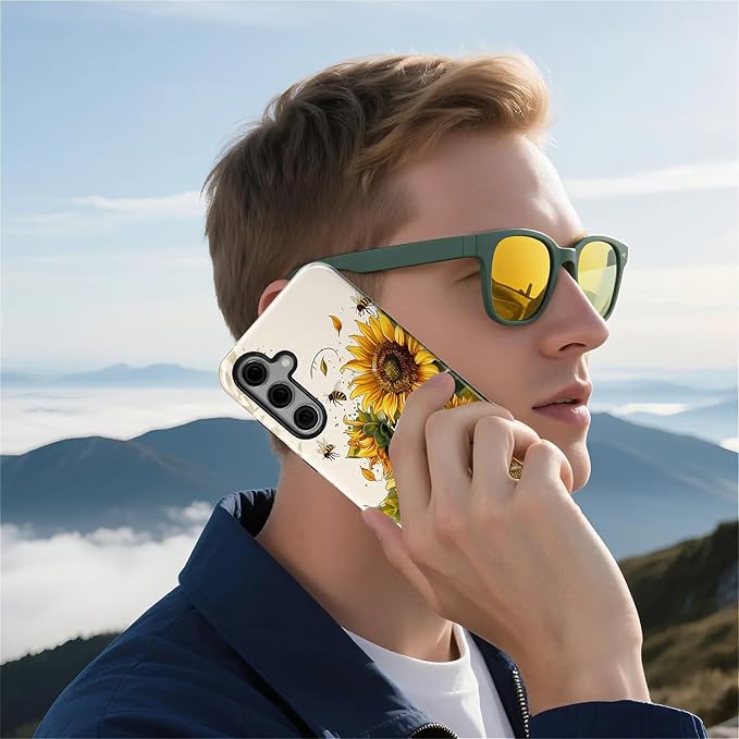 for Samsung Galaxy S24 Case, Sunflowers Bees Pattern Glossy 2 in 1 Shockproof - Image 7