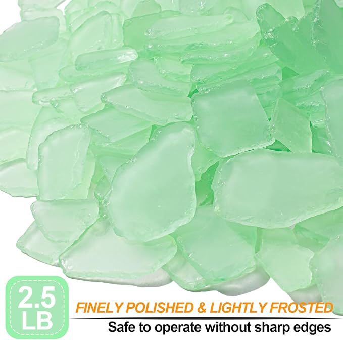 Keedolla Tumbled Sea Glass for Crafts - 40 OZ Flat Frosted Seaglass Pieces for - Image 2