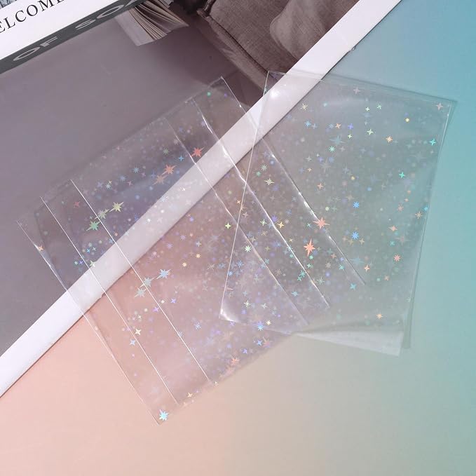 Penitue 100pcs Photocard Sleeves, 9.1x6.5cm/3.58x2.56in Star-Shape Laser - Image 7