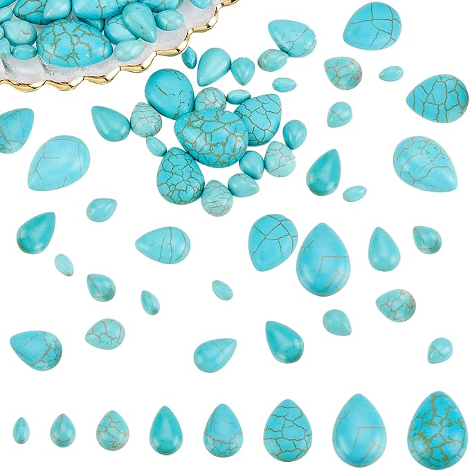 arricraft 80 Pcs Cracked Stone Cabochon, 8 Size Teardrop Shape Gemstones Beads by ARRICRAFT
