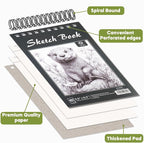 CONDA 5.5 x 8.5 Sketchbook Book, Top Spiral Bound Sketch Pad, 2 Pack, 80 Sheets - Image 3