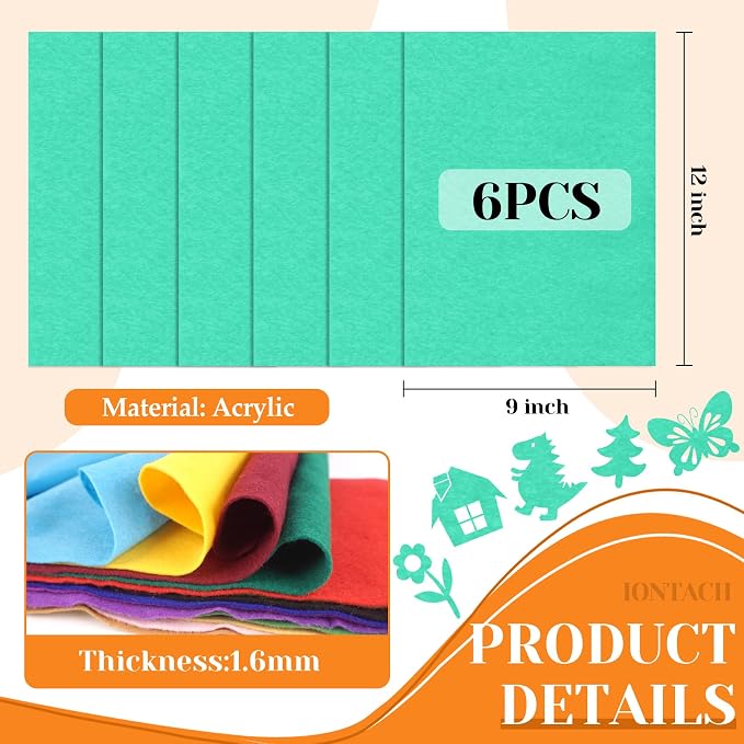 IONTACH 9" X 12" Soft Felt Sheets 1.6mm Thick | Felt Fabric - Image 3
