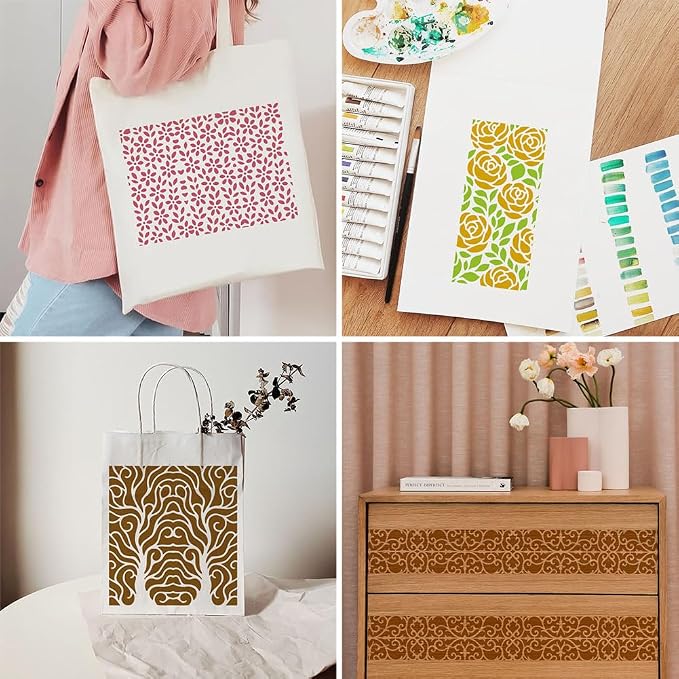 20pcs Flower Stencils for Painting Texture Stencils for Crafts Reusable Plant - Image 6