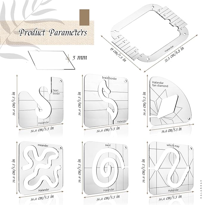 6 Pcs Free Motion Quilting Template Series - Image 4