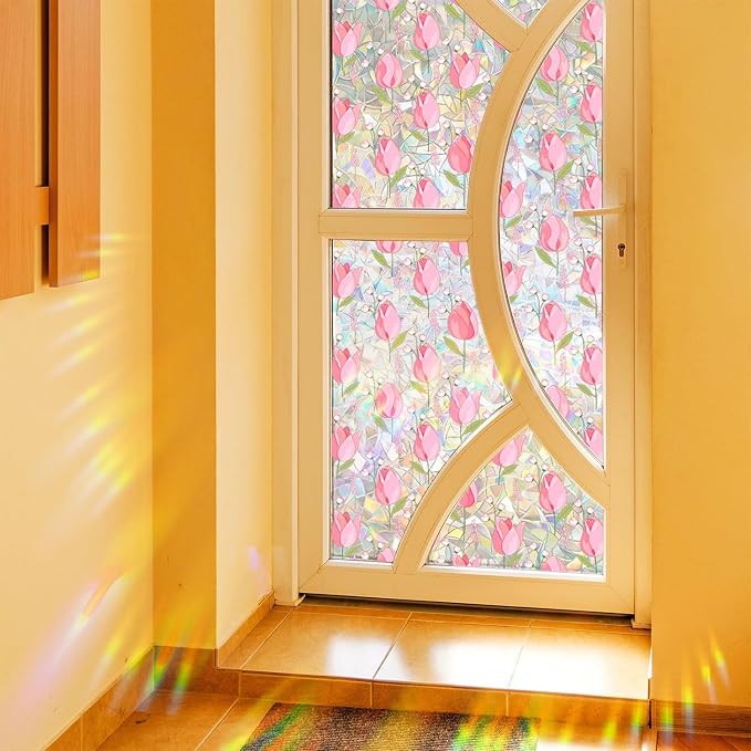 Window Film, Rainbow Window Privacy Film, Tulip Vine Double Sided Static Glass - Image 5