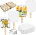 LOTMER 75 Pcs Church Fans Handheld Set, 50 Blank Cardstock Paper Fans by LOTMER